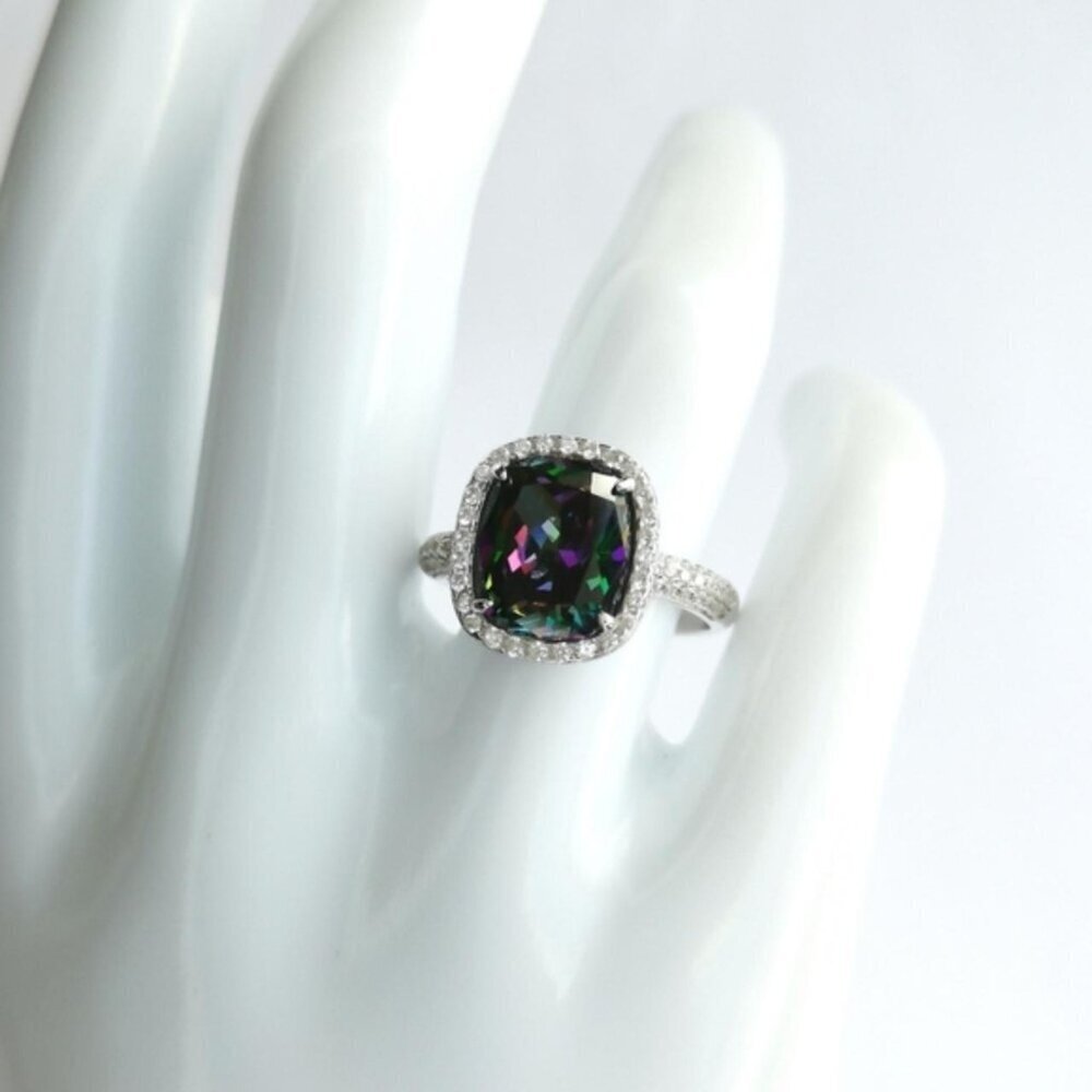 Mystic Topaz White Sapphire ring size 8 - Picture 2 of 8